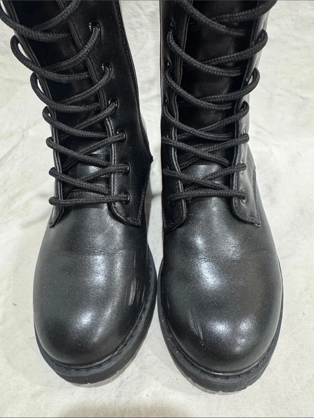 Steve Madden Girls Black Lace-Up Combat Boots